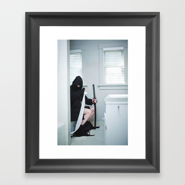Ninja Bathroom Break Framed Art Print