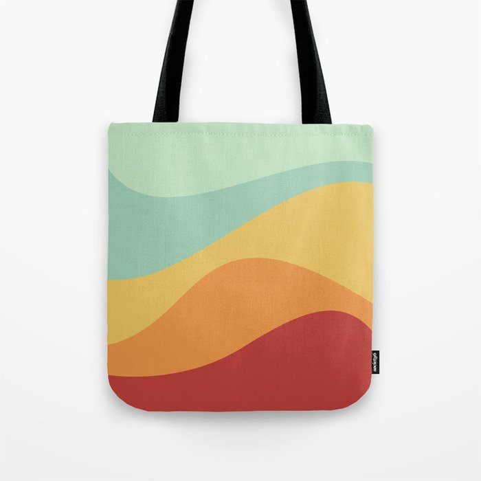 Abstract Color Waves I Bright Retro Rainbow Tote Bag