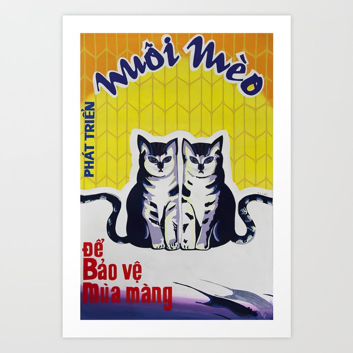 Vietnamese Poster: Breeding Cats to Protect our Crops Art Print