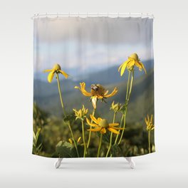 don't worry, bee happy. Shower Curtain