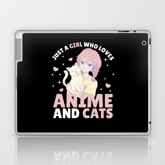 Just A Girl Who Loves Anime And Cats Manga Heart Laptop & iPad Skin