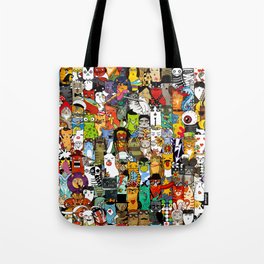Funny Characters Collage — Culture & Science By Cats Tote Bag