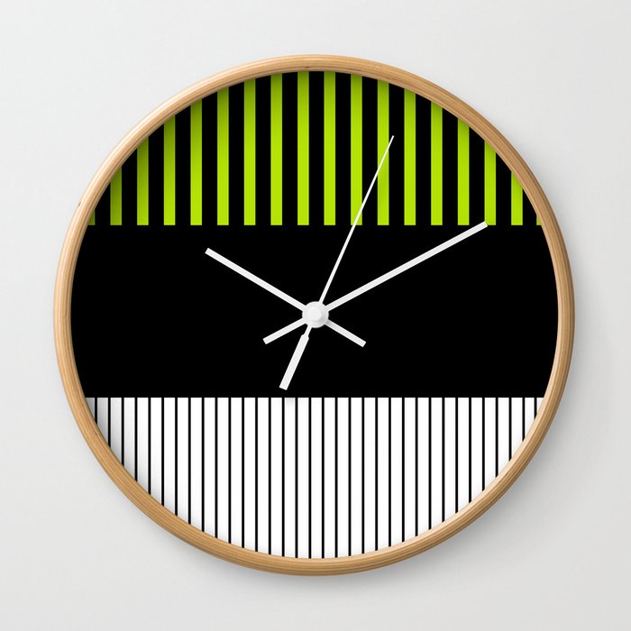 Colour Pop Stripes - Lime Green Wall Clock