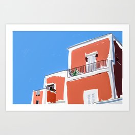 Colorful building facade in Ischia island Italy  Art Print