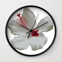 Pure White Hibiscus Tropical Flower Wall Clock