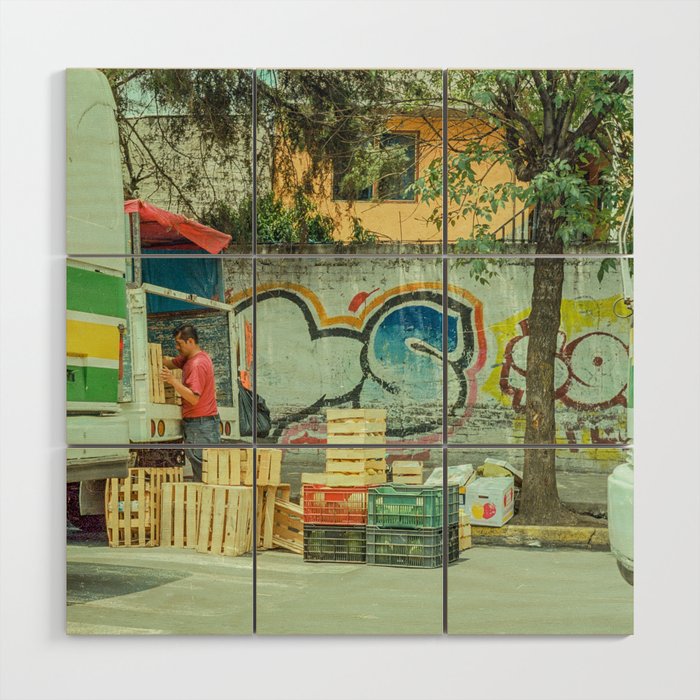 Mexico City Colorful City Scene Wood Wall Art