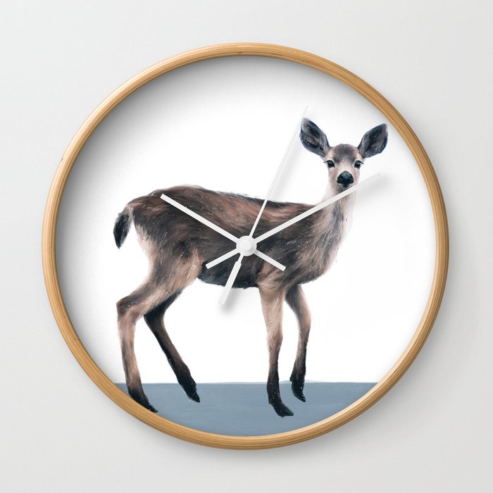 Deer on Slate Blue Wall Clock