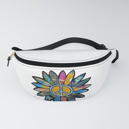 Peace Sign Flower Blues Fanny Pack