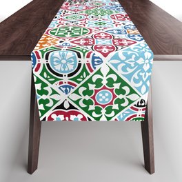 Portuguese tile Design - Colorful Patchwork Pattern   Table Runner