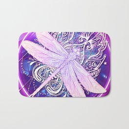Purple Dragonfly :: Set Your Inner Vision Free Bath Mat | Selfrealization, Deepermeaning, Dreamcatcher, Moon, Ethereal, Explosion, Purple, Mandala, Portal, Mystical 