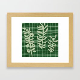 green grid leaf sprig pattern Framed Art Print