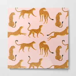 Leopard jaguar pink memphis pattern Metal Print | Pop Art, Oil, Pattern, Drafting, Graphite, Illustration, Concept, Vector, Cartoon, Watercolor 