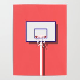 basketball basket on a red wall Poster