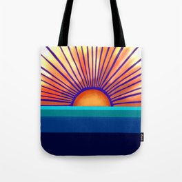 Sunrise with Ocean Lines Design Tote Bag