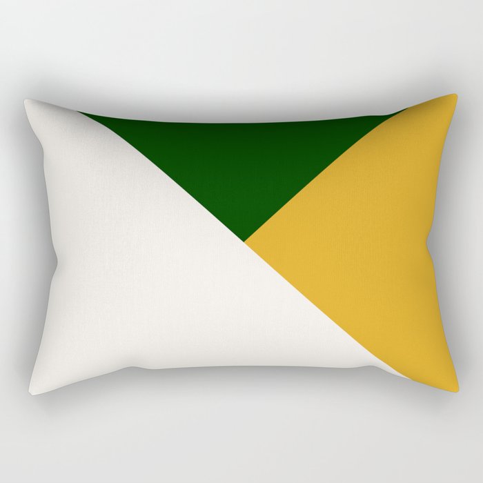 Tricolor Geometry Green Yellow Rectangular Pillow