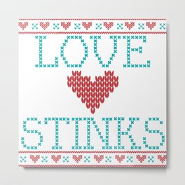 Love Stinks Cross Stitch Metal Print