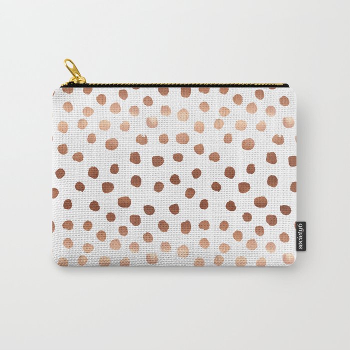 Rose Gold copper sparkle modern dots polka dots rosegold trendy pattern cell phone accessories Carry-All Pouch