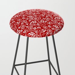 Red And White Eastern Floral Pattern Bar Stool