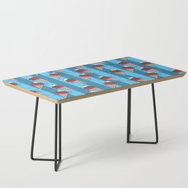 Yummy Ice Cream Cone Pattern on Striped Background Coffee Table
