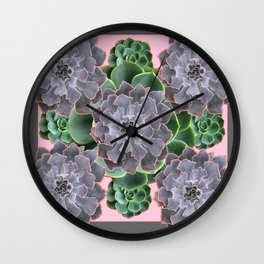 ORNATE JADE & GREEN SUCCULENT PINK   GARDEN Wall Clock | Botanicals, Greyplants, Pattern, Succulentart, Succulentgardens, Concept, Cactus, Digital, Nature, Acrylic 