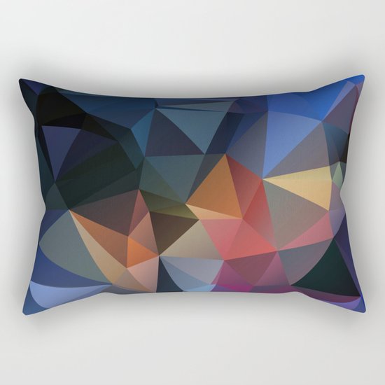 Polygon geometric abstract pattern in yellow blue and brown colors . Rectangular Pillow