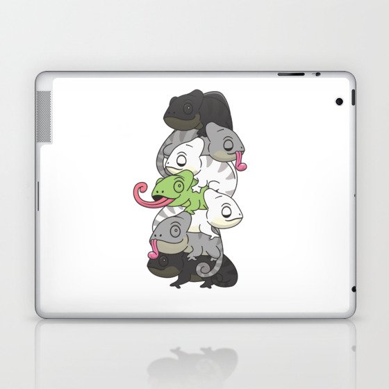 Agender Flag Pride Lgbtq Cute Chameleon Pile Laptop & iPad Skin