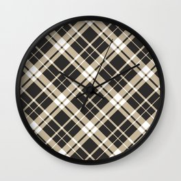 Black brown gingham checked Wall Clock
