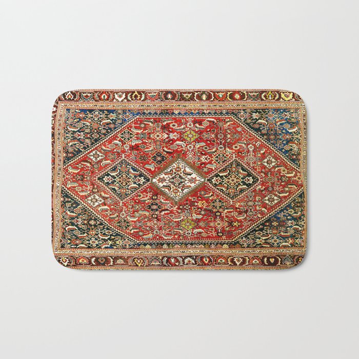 Qashqa I Antique Fars Persian Tribal Rug Print Bath Mat By Qashqa I Antique Fars Persian Tribal Rug Print Bath Mat
