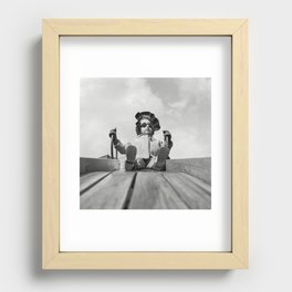 A girl on a slide. Recessed Framed Print