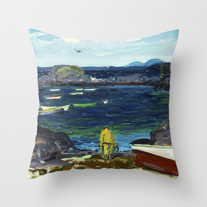 The Harbor, Monhegan Coast, Maine  Throw Pillow