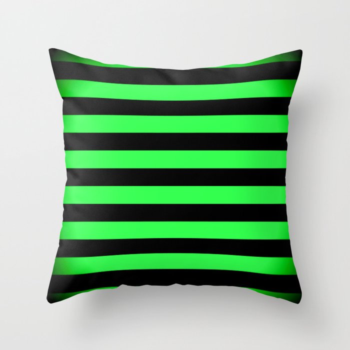 Stripes Green & Black Throw Pillow