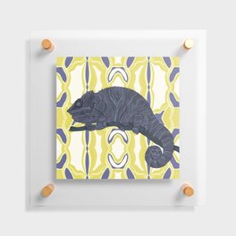 Cool chameleon on a purple and yellow pattern background - animal graphic design Floating Acrylic Print