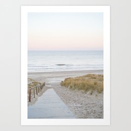 Beach Walk At Sunrise Photo | Dutch Coast Travel Photography Art Print | Egmond Aan Zee Holland In Pastel Colors Art Print