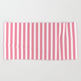 Rose Pink & White Cabana Stripe Beach Towel