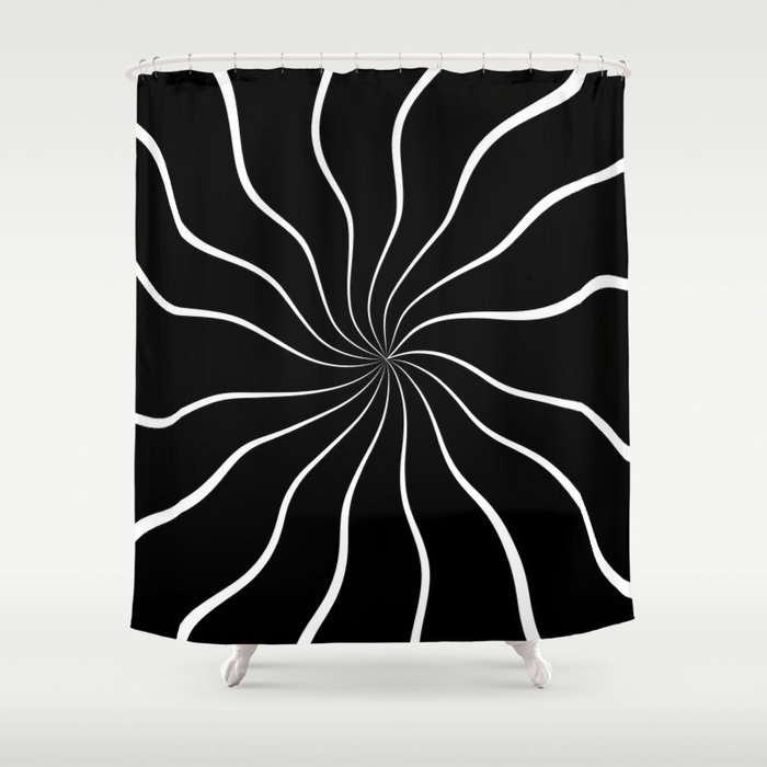 Wavy Rays (black/white) Shower Curtain