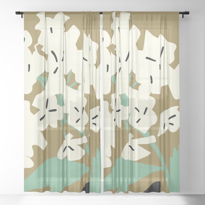 Elderflower Garden Minimalist Sheer Curtain