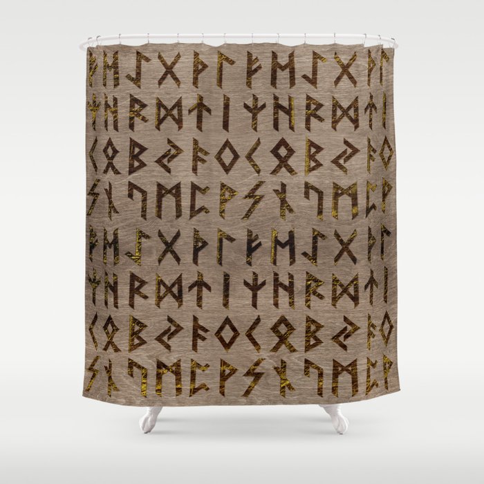 Ancient Celtic Runes Alphabet Pattern Shower Curtain By K9printart