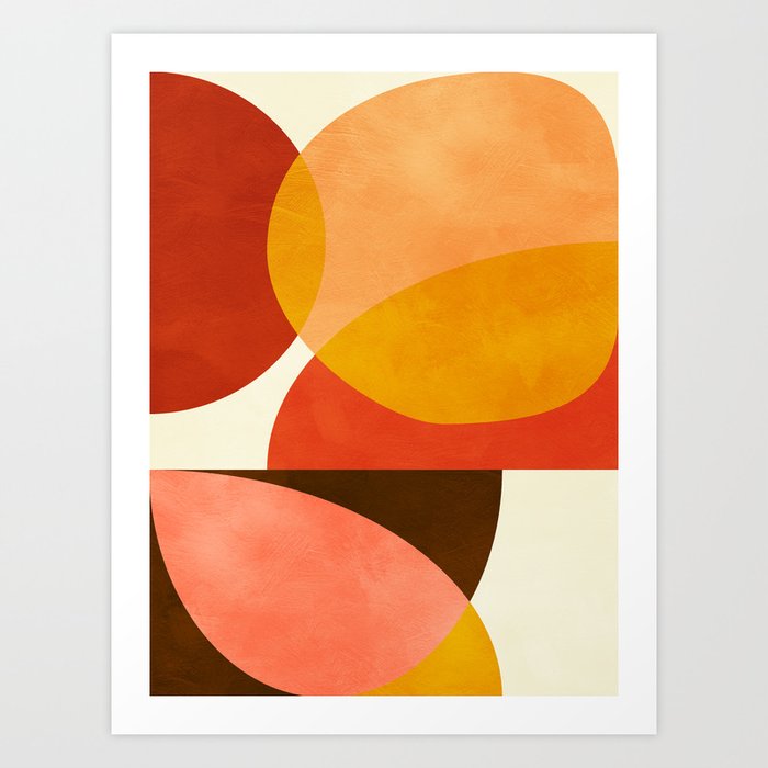 geometric autumn sun abstract Art Print