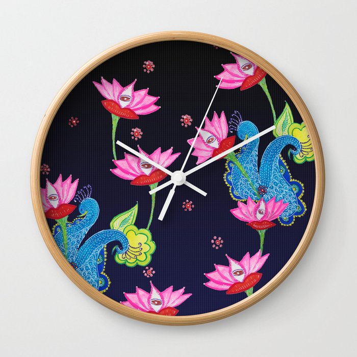 Lotus peacock Wall Clock