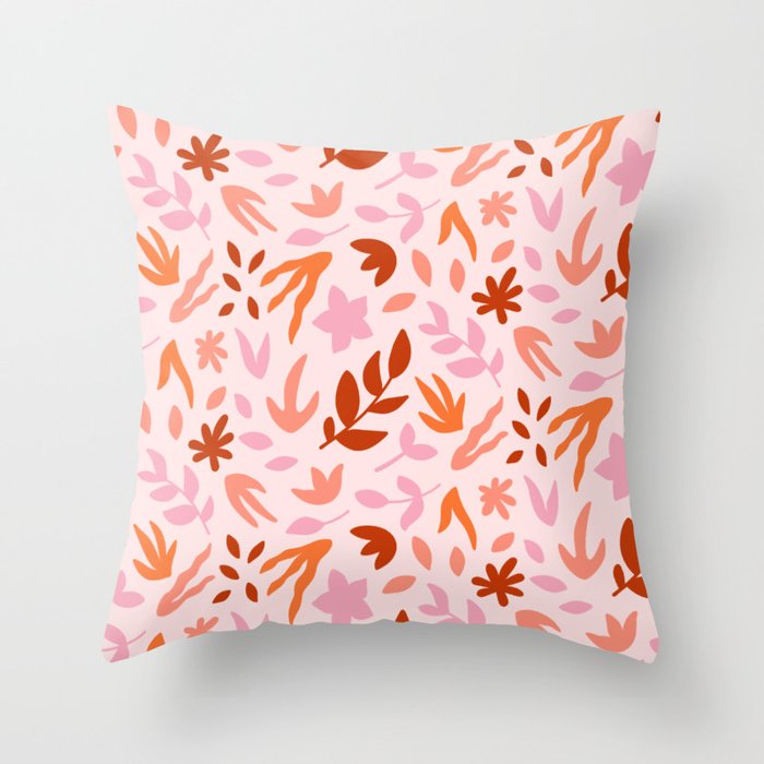 Floral Cutouts - Mid Century Modern Abstract Throw Pillow