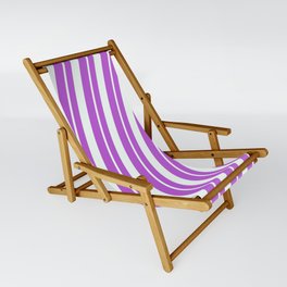 [ Thumbnail: Orchid & Mint Cream Colored Striped Pattern Sling Chair ]
