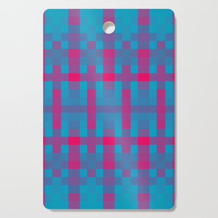 geometric symmetry art pixel square pattern abstract background in blue pink Cutting Board