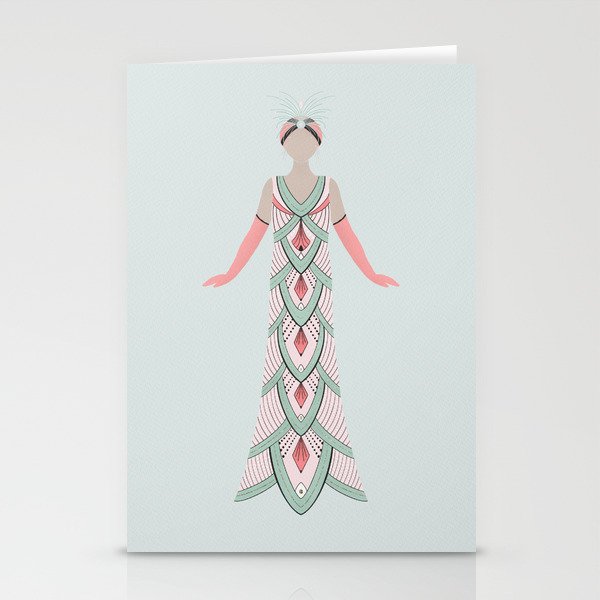 Art Deco Lady in a scale dress Stationery Cards