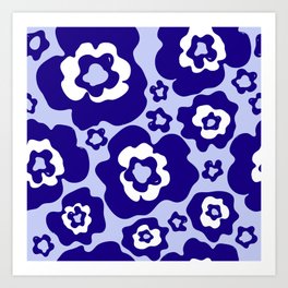 Abstract Blue Flower Pattern 04 Art Print