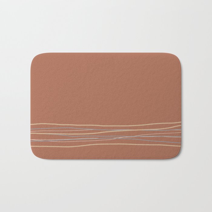 Sherwin Williams Cavern Clay Warm Terracotta SW 7701 with Scribble Lines Bottom in Accent Colors Bath Mat