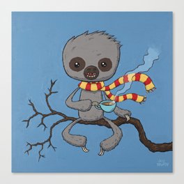 Sloth Drinking Tea Canvas Print