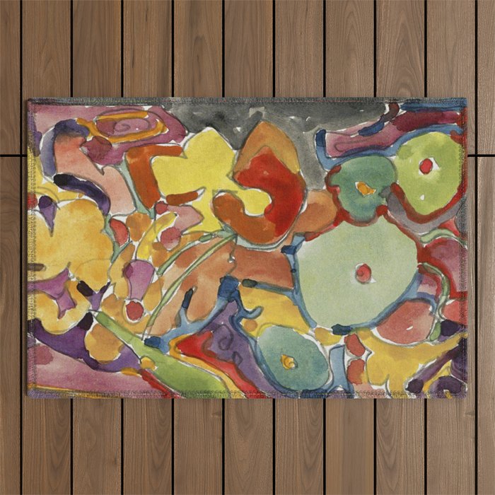 Abstract Flowers Outdoor Rug
