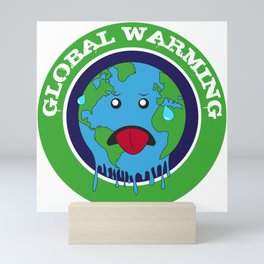 worried earth, global warming Mini Art Print