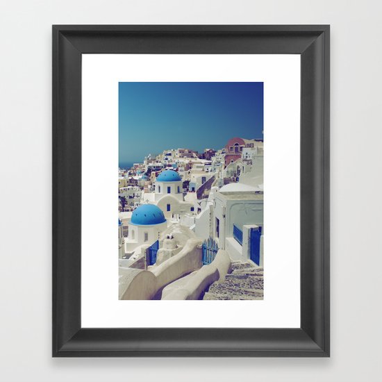Blue Domes, Oia, Santorini, Greece Framed Art Print