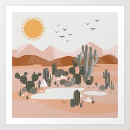Desert Landscape Oasis Art Print